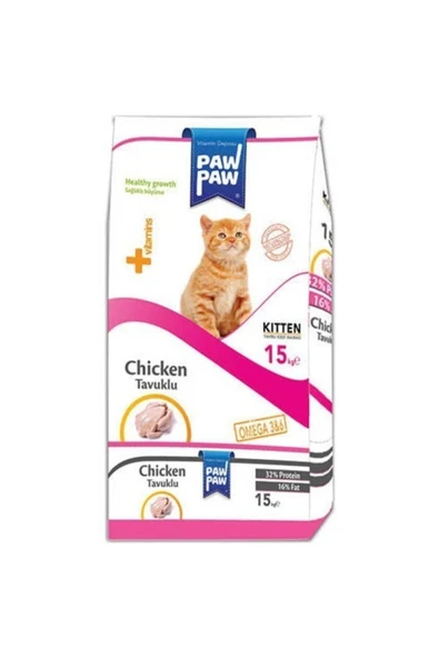 Paw Paw Kitten Tavuk Etli Yavru Kedi Maması 15 Kg