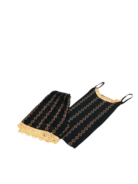 Berin Kadın Alt Üst Dantel Detaylı Şortlu Gecelik Takımı Bambu Milan Kumaş 2010 - Resim 4