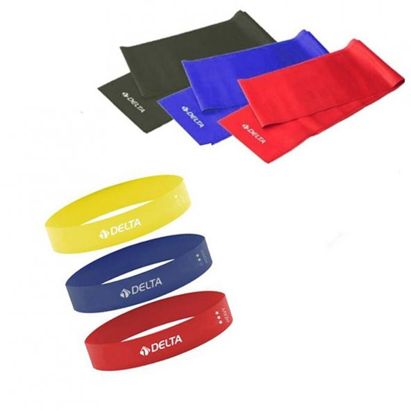 Delta 120 x 7,5 cm 3lü Pilates Bandı 3lü Mikro Aerobik Bant Seti