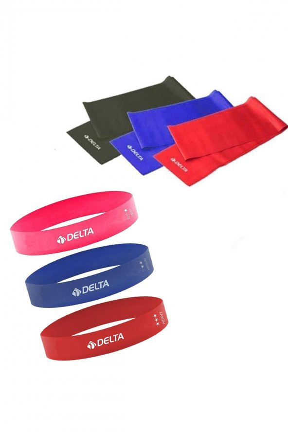 Delta 120 x 7,5 cm 3lü Pilates Bandı 3lü Mikro Aerobik Bant Seti