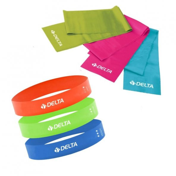 Delta 150 x 15 cm 3lü Pilates Bandı 3lü Mikro Aerobik Bant Seti