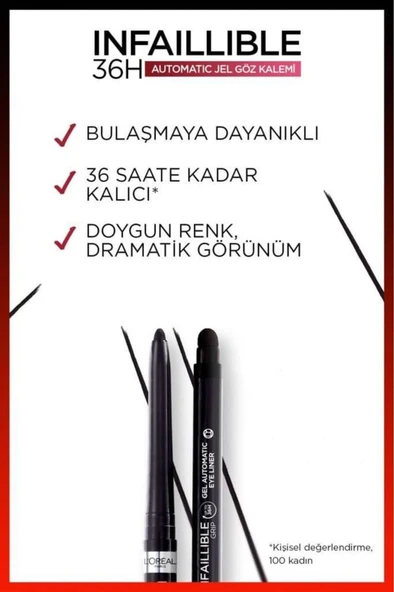 L'Oréal Paris Automatic Jel Infaillible Göz Kalemi - 13 Velvet Bordeaux - Resim 4