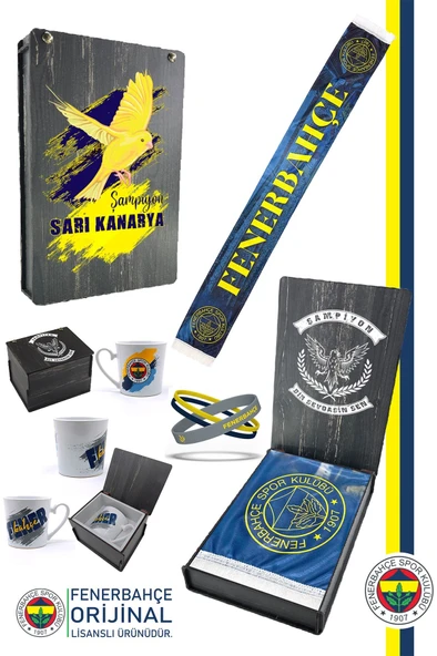 Fenerbahçe Orijinal Lisanslı Bir Şarkısın Sen FB Şal Atkı Kupa ve Bileklik Set Hediyelik Kutulu