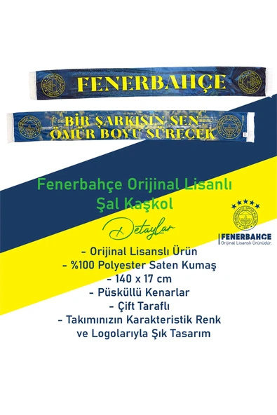 Fenerbahçe Orijinal Lisanslı Bir Şarkısın Sen Fenerbahçe Saten Şal Atkı - 2