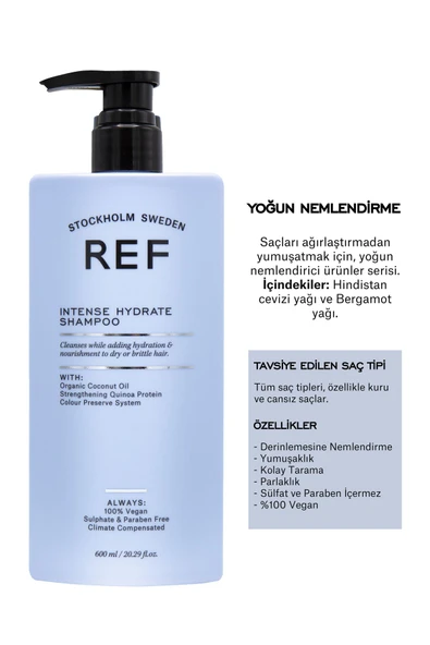 Ref Kuru Saçlar Için Yoğun Nemlendirici Şampuan Intense Hydrate Shampoo 600 ml
