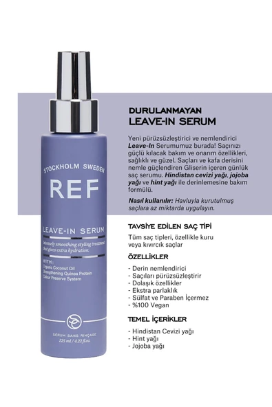Ref Leave In Serum Isı Koruyucu Durulanmayan Bakım Serumu 125 ml