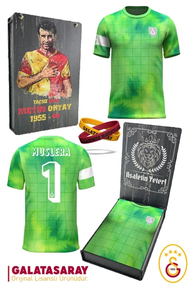 Galatasaray Orijinal Lisanslı Muslera Match Day Çocuk T-shirt + Bileklik Set Hediyelik Ahşap Kutulu