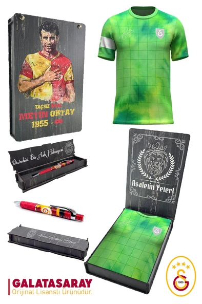 Galatasaray Orijinal Lisanslı Muslera Match Day Çocuk T-shirt + Uçlu Kalem Set Hediyelik Ahşap Kutu