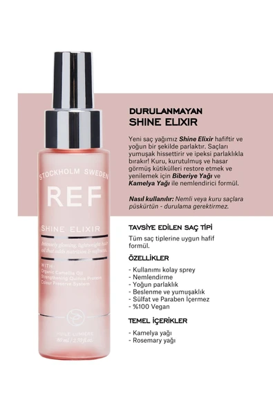 Ref Shine Elixir Parlatıcı Nemlendirici Saç Bakım Yağı 80 ml