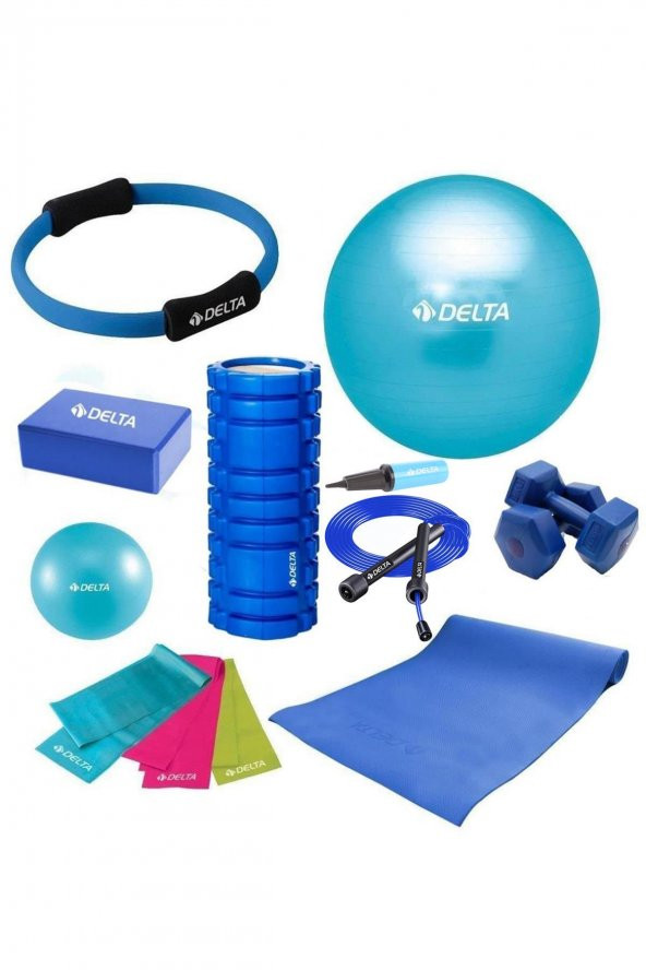 Delta 65-25cm Pilates Topu Minderi Foam Roller Yoga Blok Bant Set