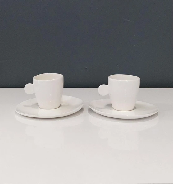 TANTİTONİ ROUND BEYAZ PORSELEN İKİLİ FİNCAN SETİ 55 ML