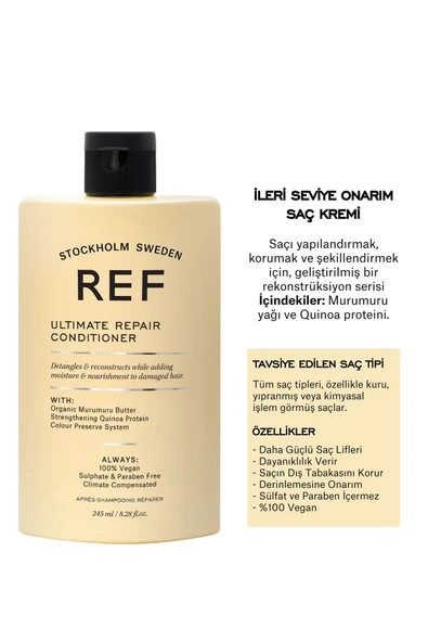 Ref Ultimate Repair Conditioner Hasarlı Saçlar Için Onarıcı, Besleyici ve Güçlendirici Bakım Kremi 245 ml - 3