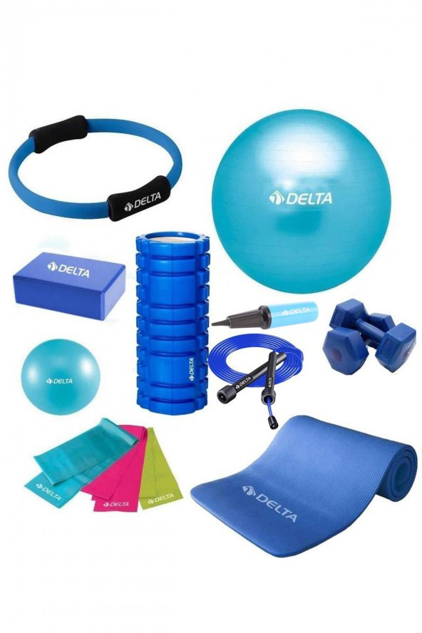 Delta 85-20cm Pilates Topu 10mm Minderi Foam Roller Yoga Blok Set