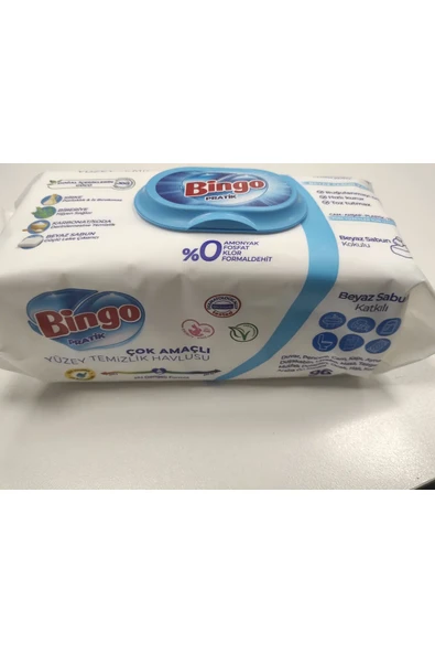 Bingo PRATİK ÇOK AMAÇLI YÜZEY TEMİZLİK HAVLUSU 96'LI BEYAZ SABUN KATKILI