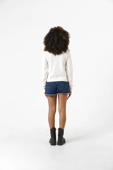 Jennie ExtraL Ekru Ekstra Uzunkol Sweatshirt - Resim 3