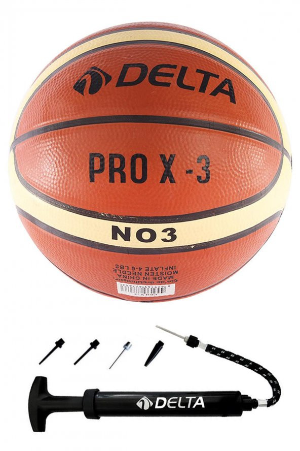 Delta Pro X Deluxe Kauçuk 3 Numara Basketbol Topu + Top Pompası