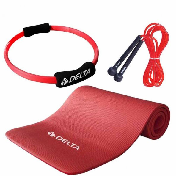 Delta 15 mm Pilates Minderi 35 cm Pilates Çemberi Atlama İpi Seti
