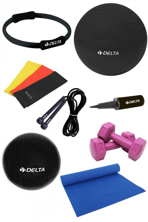 Delta 4 MM Minderli PSS Siyah Full Pilates Seti ( 55 cm - 20 cm )