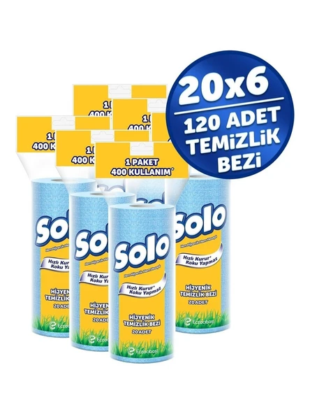 Solo Kağıt Bez 20 Li Hijyenik Temizlik Bezi x 6 Paket