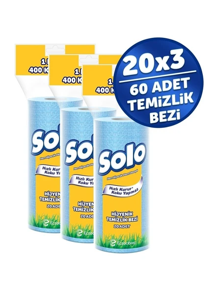 Solo Kağıt Bez 20 Li Hijyenik Temizlik Bezi x 3 Paket