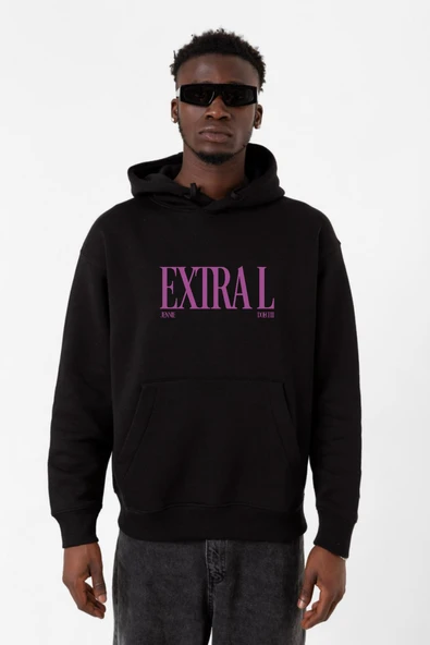 Jennie ExtraL Siyah Erkek 3ip Kapşonlu Sweatshirt