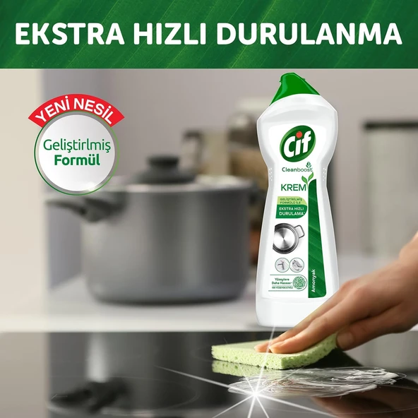Cif  Krem Yüzey Temizleyici Amonyaklı Yağ Ve Kireç Sökücü Leke Çıkarıcı 500 ml x 4 adet - 5