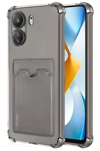 Xiaomi Redmi 13C Uyumlu Kartlı Şeffaf Silikon Kılıf ürün görseli 1