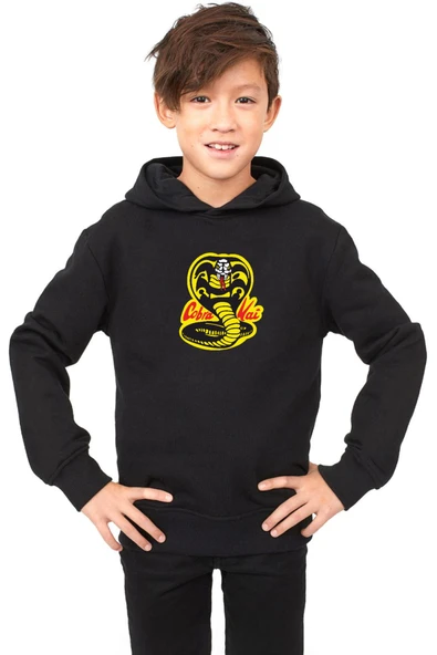 Cobra Kai Logo Siyah Çocuk 3ip Kapşonlu
