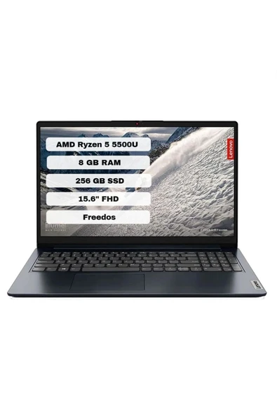 IdeaPad 1 82R400LYTX AMD Ryzen 5 5500U 8GB 256GB SSD Freedos 15.6" FHD Bilgisayar - Koyu Mavi