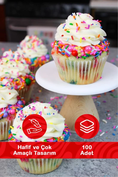 Mithra Life 100 Lü Renkli Muffin Cupcake Kâğıdı Mıt1137 - 4