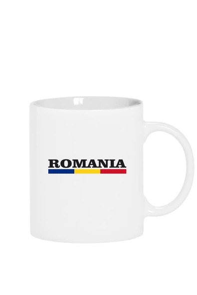 Romania Flag Lettern Beyaz Kupa Bardak