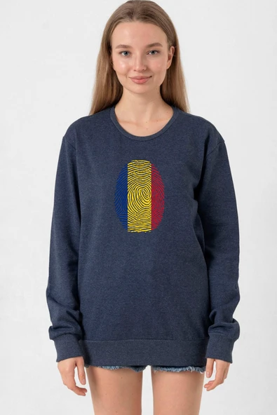 Romania Fingerprint İndigo Kadın 2ip Sweatshirt