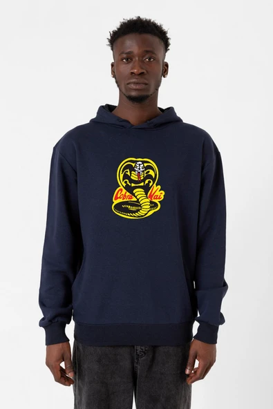 Cobra Kai Logo Lacivert Erkek 3ip Kapşonlu