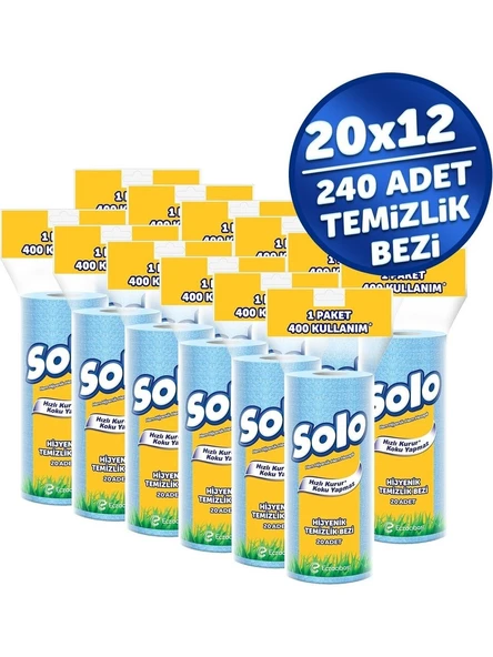 Solo Kağıt Bez 20 Li Hijyenik Temizlik Bezi x 12 Paket