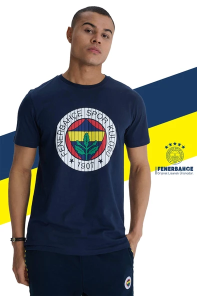 Fenerbahçe Orijinal Kabartma Logo Lacivert Tribün T-Shirt + Bileklik Set Hediyelik Ahşap Kutulu - 2