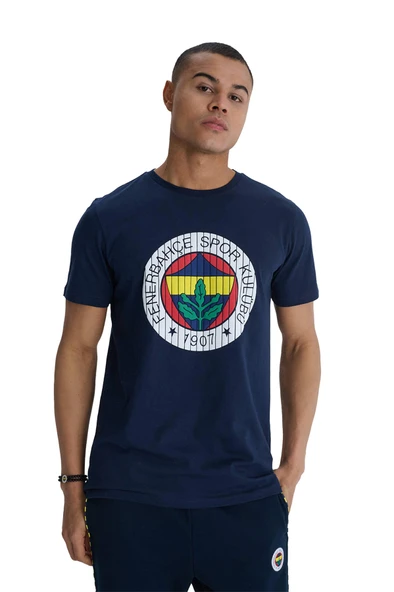 Fenerbahçe Orijinal Lisanslı Kabartma Logo Lacivert Tribün T-Shirt - 3