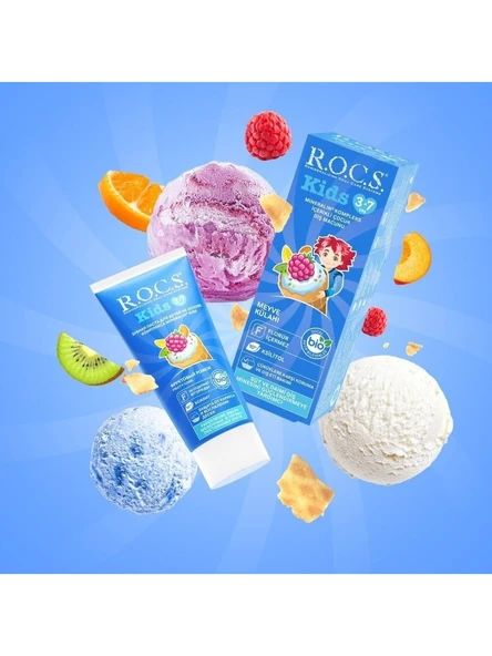 R.O.C.S. Rocs Kids 3-7 Yaş Meyveli Çocuk Diş Macunu Meyve Külahı 45ml. - 2
