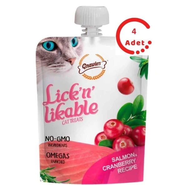Gnawlers Kedi Ödülü Somonlu ve Kızılcıklı Krema 100 Gr x 4 Adet