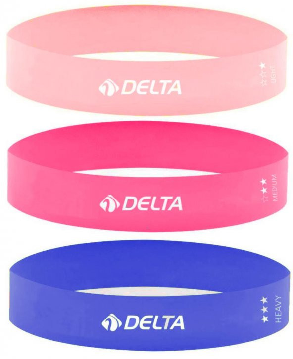 Delta Latex 3lü Aerobik Pilates Direnç Egzersiz Bandı Squat Çalışma Lastiği
