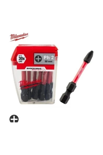 Milwaukee Bits Uç Matkap Ucu Tornavida Ucu Vidalama Ucu Ph2-50mm T4932430855 - 10 Adet