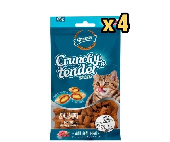 Gnawlers Kedi Ödülü Crunchy & Tender Ton Balıklı 65 Gr x 4 Adet