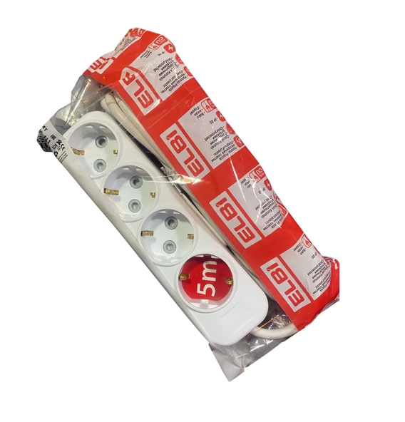 Elbi Myra Dörtlü Çocuk Korumalı Topraklı Grup Priz 5 MT