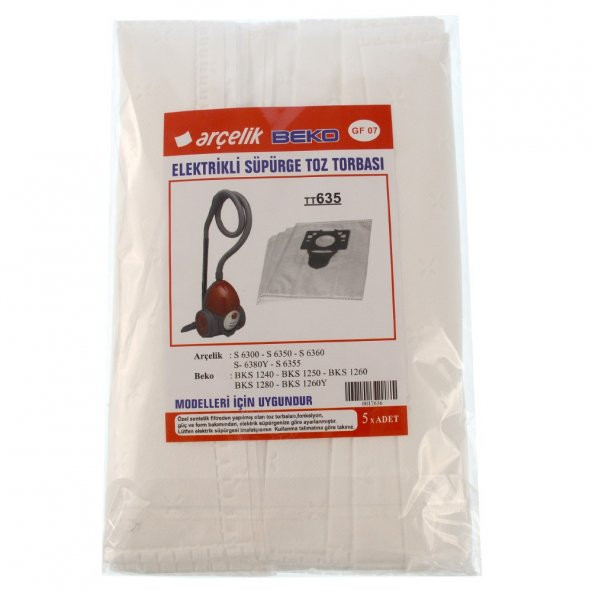 TT635 Süpürge Toz Torbası, Arçelik/Beko ile Uyumlu 10lu KG0017636