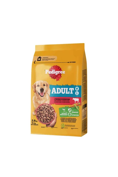 Pedigree YETİŞKİN SIĞIR ETLİ VE SEBZELİ KURU MAMA 2.6 KG - 2