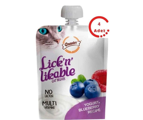 Gnawlers Kedi Ödülü Yoğurtlu ve Yaban Mersinli Krema 100 Gr x 4 Adet