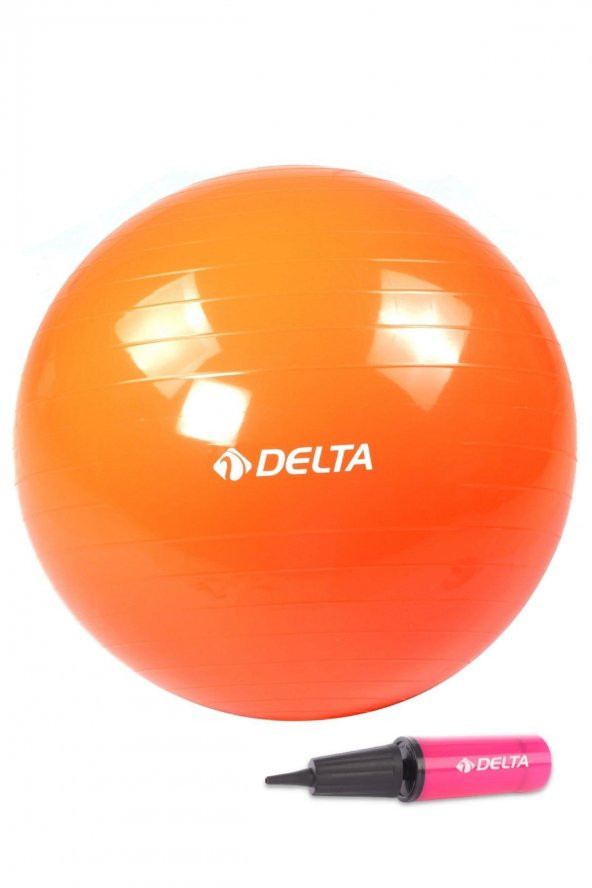 Delta 55 cm Turuncu Deluxe Pilates Topu Ve Çift Yönlü Pompa Seti