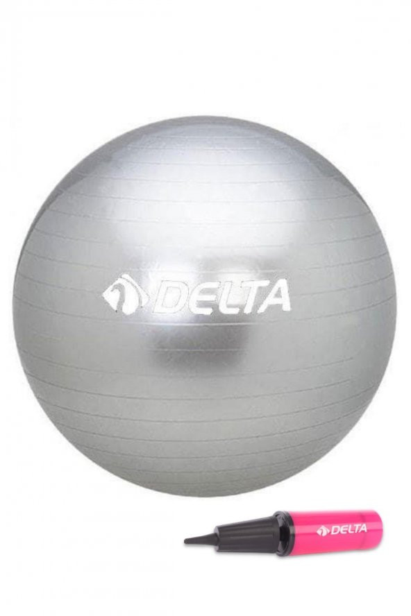 Delta 65 cm Silver Deluxe Pilates Topu Ve Çift Yönlü Pompa Seti