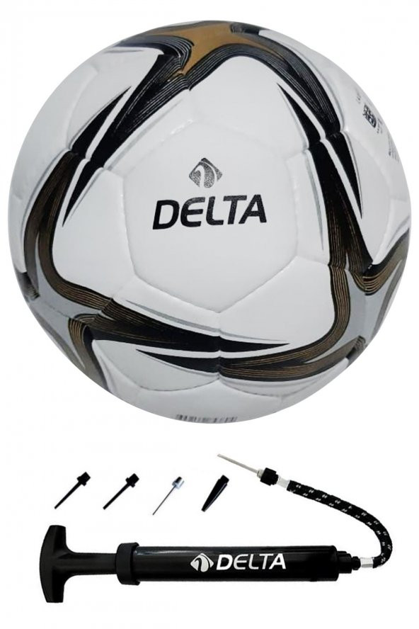 Delta Super League El Dikişli No 4 Dura-Strong Futbol Topu + Çok Fonksiyonlu Top Pompası İkili Set
