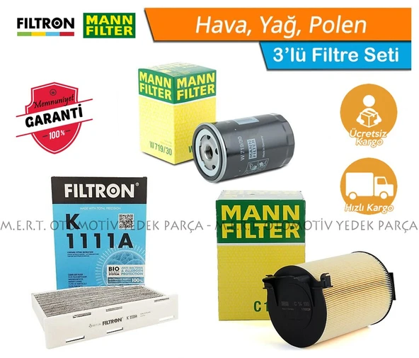 Vw Passat 1.6 Benzinli Mann Filtre Bakım Seti 2005-2010 Bse - Bsf