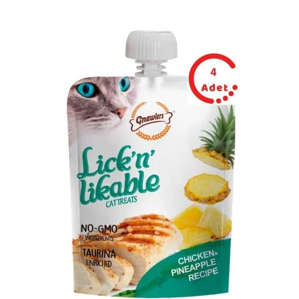 Gnawlers Kedi Ödülü Tavuk ve Ananas Aromalı 100 Gr x 4 Adet